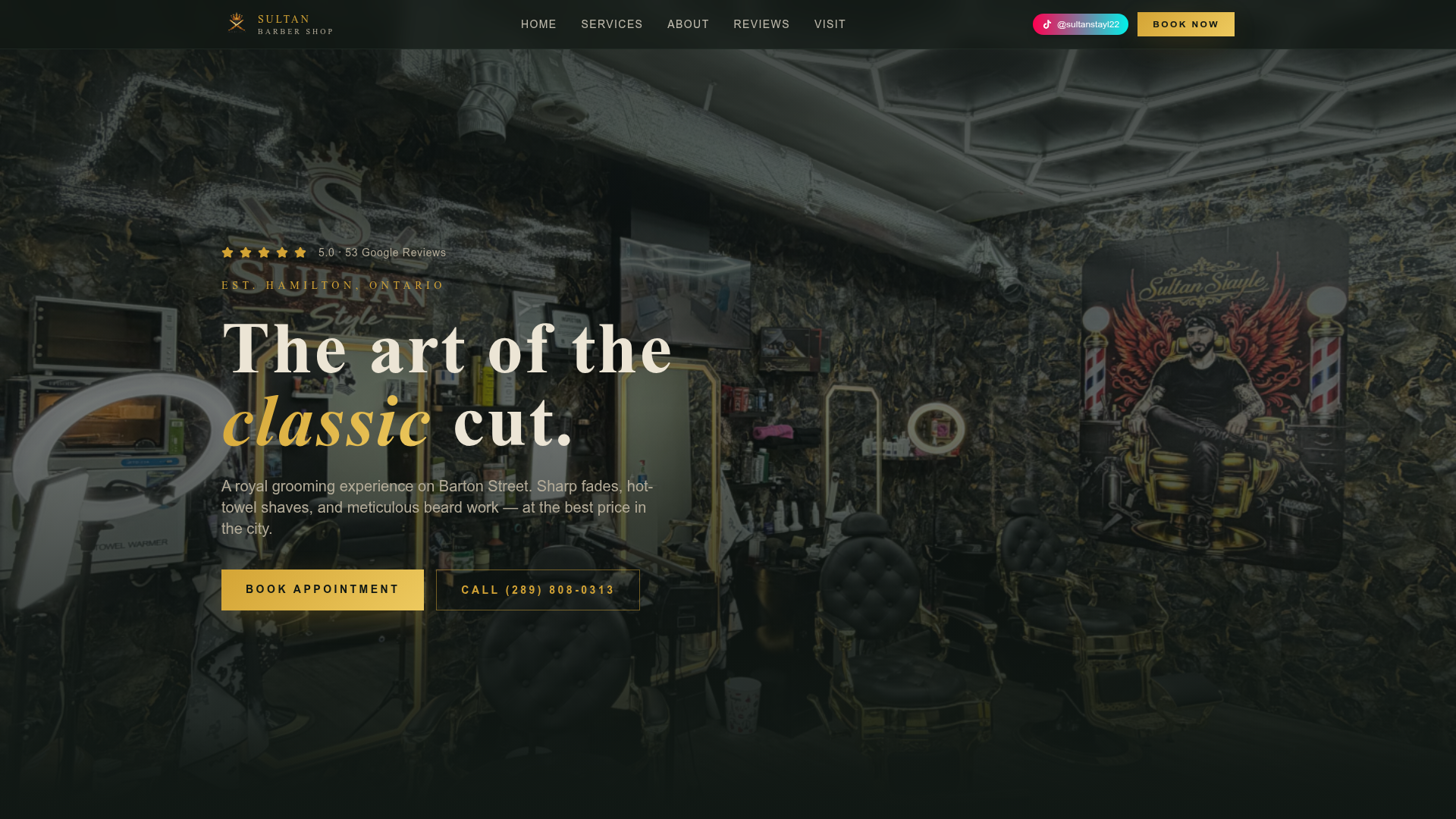 Sultan Barber Shop website preview